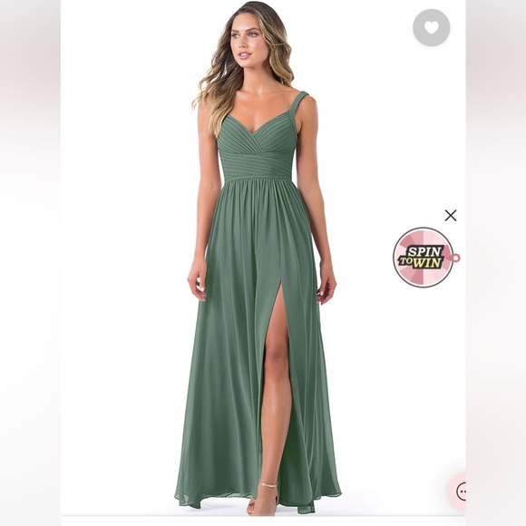 Azazie Dresses Azazie Eucalyptus Green Chiffon Back Cut Out